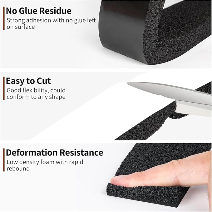 Yotache Open Cell Foam Air Conditioner Weather-Strip Seal Tape 2"x1", Thick - Image 4