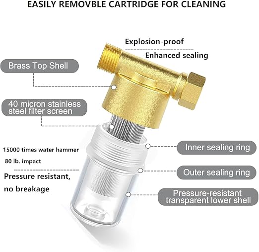 FA20 Brass Sediment Filter, Reusable Washer Water Filters, Traps Sand, 40 - Image 6