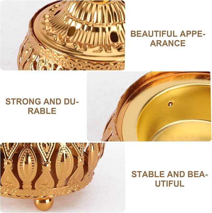 VANZACK Golden Decorative Censer Hollowed Incense Burner - Image 4
