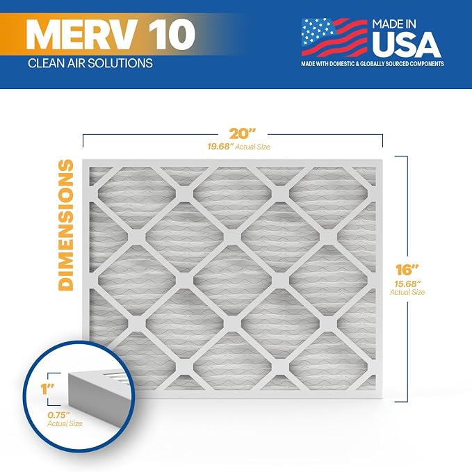 BNX TruFilter 16x20x1 MERV 10 AC Furnace Air Filter - Image 2
