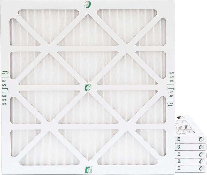Glasfloss 24x24x1 MERV 10 Pleated Air Filters Box of 6. Actual Size: 23-3/8 x by Glasfloss