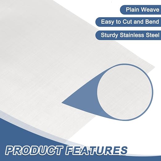 uxcell 350 Mesh 118" x 12" Woven Wire Mesh, 304 Stainless Steel Air Vent Filter - Image 3