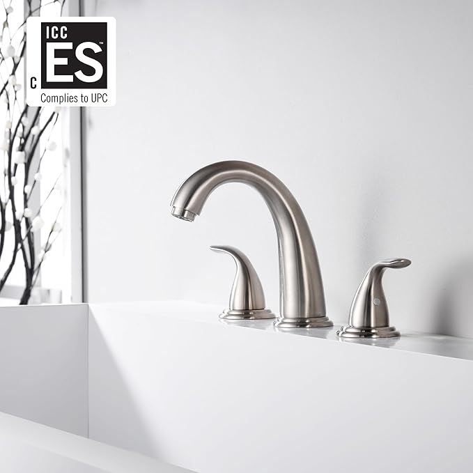 sumerain Two Handle Roman Tub Faucet Brushed Nickel with Valve, High Flow