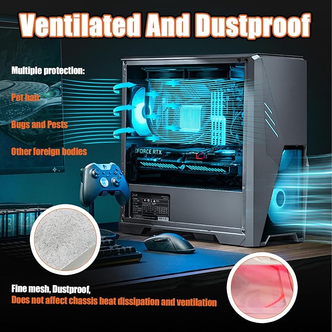4Pack 120 x 120mm Computer Fan Filter Grills Dust Mesh Magnetic Frame PC Case - Image 6