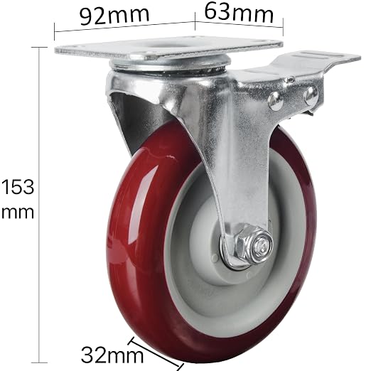 Finnhomy 5 Inch Casters Wheels Set of 4 Heavy Duty Plate Swivel Locking Casters - Image 3