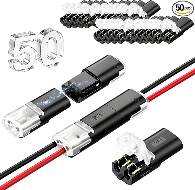 50PCS Quick Connect Wire Connectors, 2 Pin Low Voltage Plug-in Connectors by Unknown