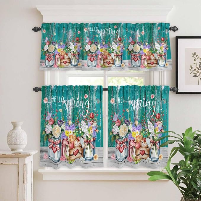 Spring Flowers Kitchen Curtains Set 3 Piece - Image 9