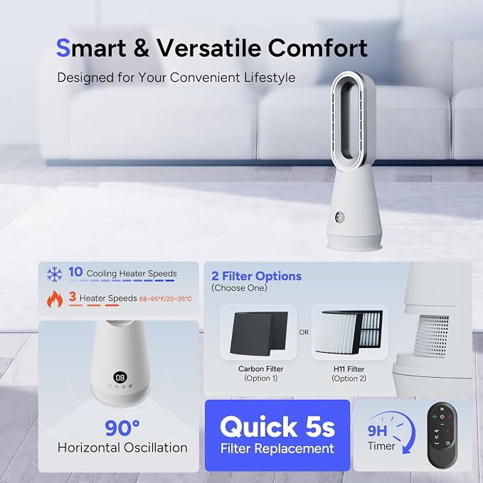3-in-1 Bladeless Tower Fan - Image 8