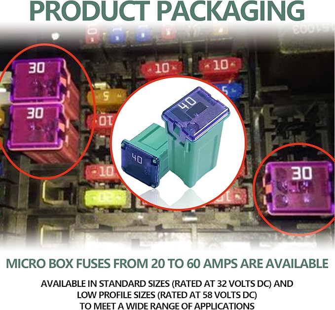 30 Pieces Automotive Tall/Standard Profile Box Shaped Fuse Kit, Car Fuses - Image 6