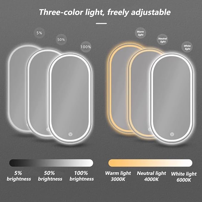 Irregular Bathroom Mirror with 3 Colour LED Light, Wall Mounted Makeup Mirror - Image 4