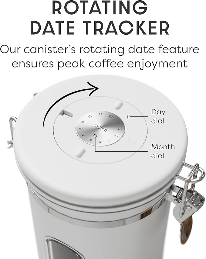 Veken Coffee Canister with Window, Airtight Stainless Steel Kitchen Food - Image 5