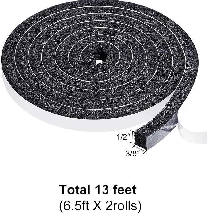TORRAMI Open Cell Foam Weather Stripping Tape 1/2 Inch W X 3/8 Inch T, High - Image 2