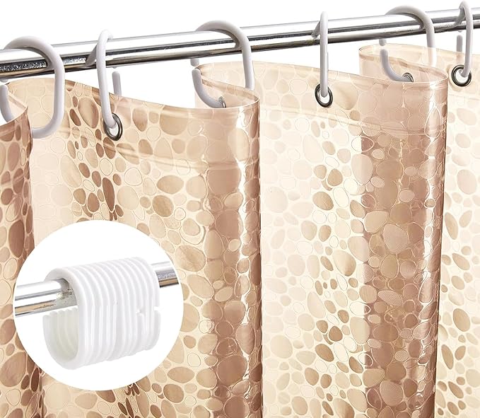zokyer Clawfoot Tub Shower Curtain Wrap Around Round 180x70 Inch Clear Bathtub Extra Wide Surround Brown ClearTranslucent Transparent Bathroom Panel PEVA Vinyl Hooks 31 Pack