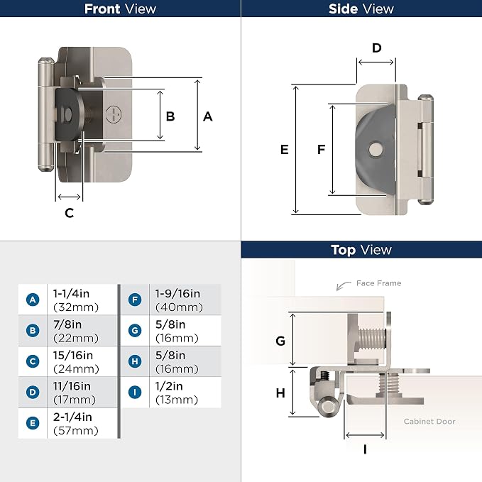 Amerock | Double Demountable Cabinet Hinge | 1/2 inch Overlay Hinge | Burnished - Image 5