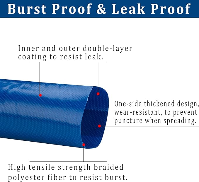 2-1/2 in x 25 ft Pool Backwash Hose Heavy Duty Drain Discharge Double PVC Lay - Image 3