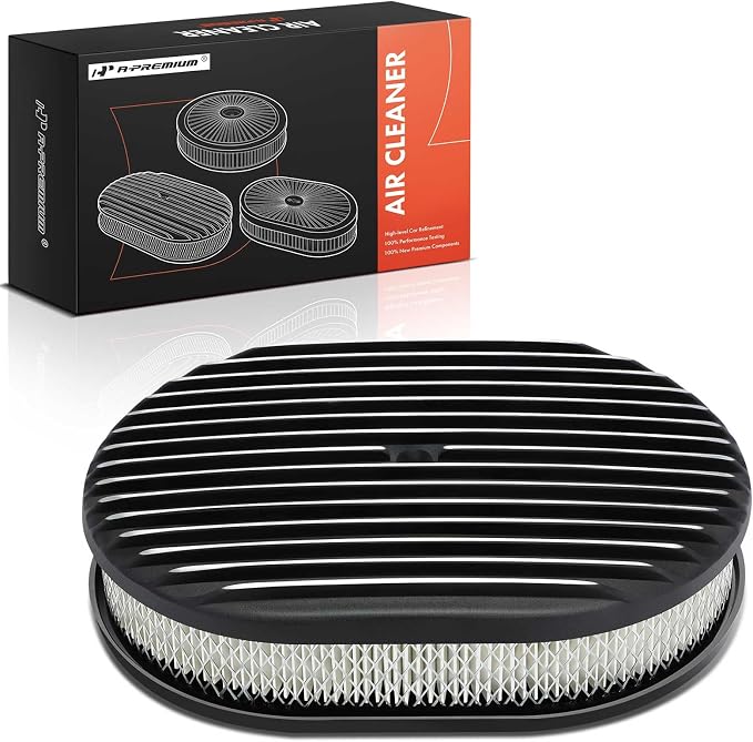 A-Premium Universal 12" Oval Black Air Cleaner Filter Assembly by A-Premium
