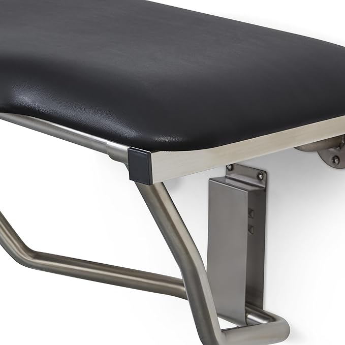28" x 22.5" Black Padded Cushion Wall Mount Folding Right-Handed Transfer Bench Shower Seat, ADA Compliant