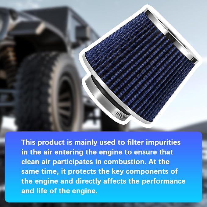 Clamp-On Car Air Intake Filter, 3 In/3.5 In/4 In Three Size High-Flow Washable - Image 3