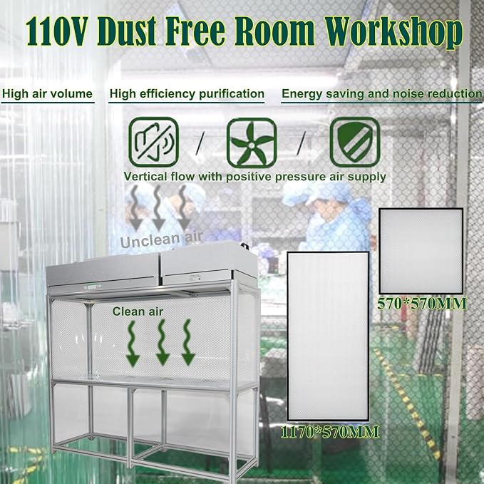 Air Flow Clean Bench Vertical Laminar Flow Hood Dust Free Room Workshop - Image 2