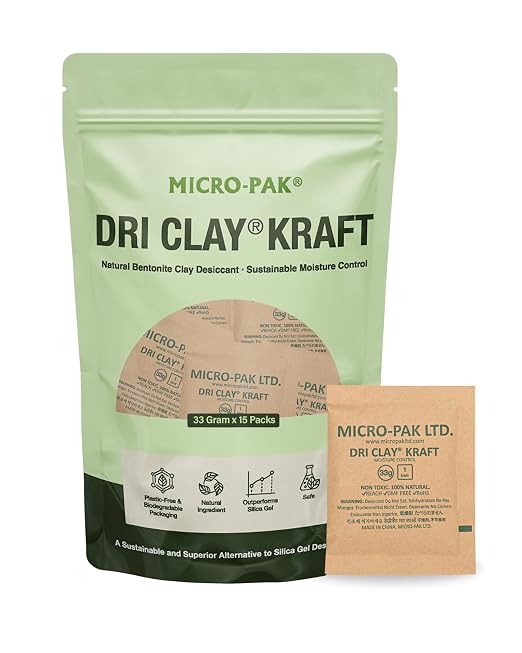 Micro-Pak Dri Clay Kraft, Highest Moisture Absorption Desiccant Packs, Silica by Micro-Pak