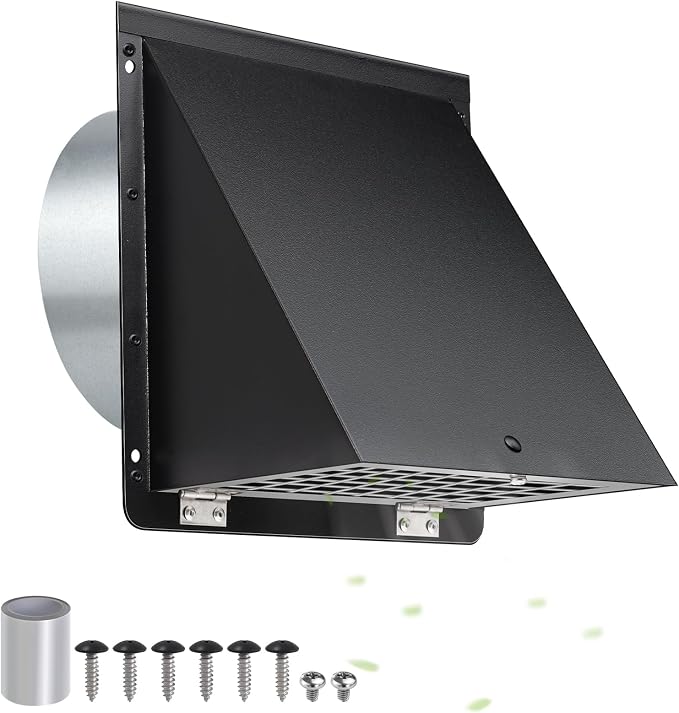 6 Inch Hooded Wall Vent with Mesh and Damper, 6in Dryer Vent Cover Outside - Image 9