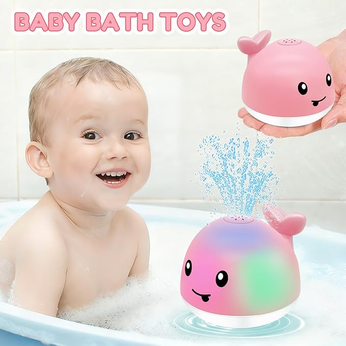 Baby Bath Toys 6-12 Months - Rechargeable Toddla Whale Bath Toys Sprinkler Light Up Pool Bathtub Tub Toys for Toddlers Infants Kids Ages 1-3 2-4 3-5 Spray Water Baby Easter Birthday Shower Gifts