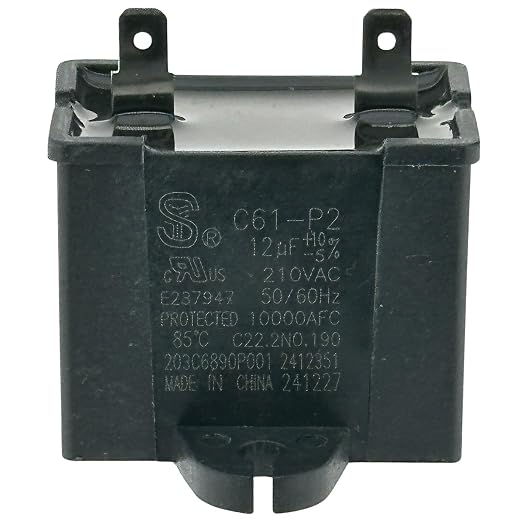 Refrigerator Run Capacitor C61-P2 12uF 210VAC, Replaces WR55X24064, WPW10662129 by ORIGPARTS