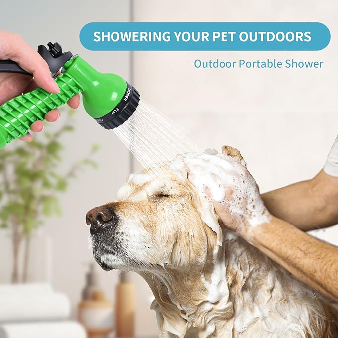 Portable Shower Blue 8L with 7 Spray Modes, Hand Press with Removable Hose and Shower Head
