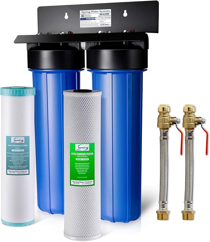 iSpring WGB22BM+AHPF12MNPT16X2 2-Stage Whole House Water Filtration System by iSpring