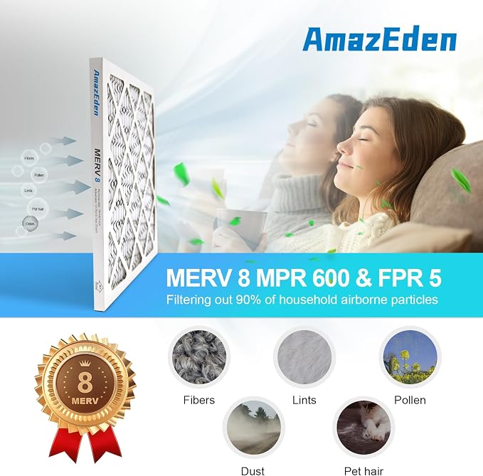 12x12x1 Air Filter 4 Pack MERV 8 Furnace HVAC AC Air Filters 12x12 Pleated - Image 2