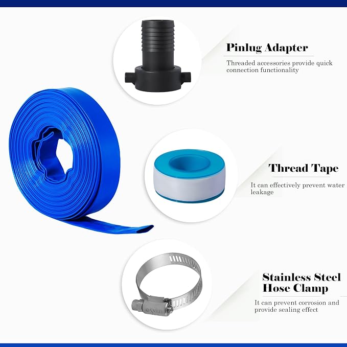Eastrans 1 1/2 in x 50 ft Pool Backwash Hose Kit - Image 5