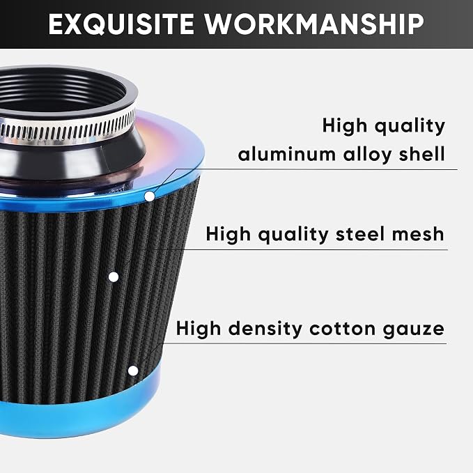 Universal Cold Air Intake Filter Clamp-On Replacement Air Filter Flange - Image 3