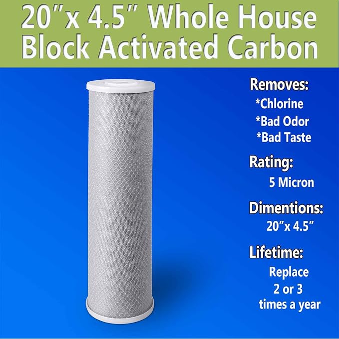 High Capacity Coconut Shell Carbon Block Water Filter 5 Micron Cartridge 4.5" x - Image 6