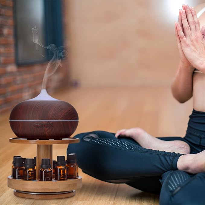 TJ.MOREE Bamboo Essential Oil Organizer 2-Tier Carousel Holder | Bamboo Material - Image 3