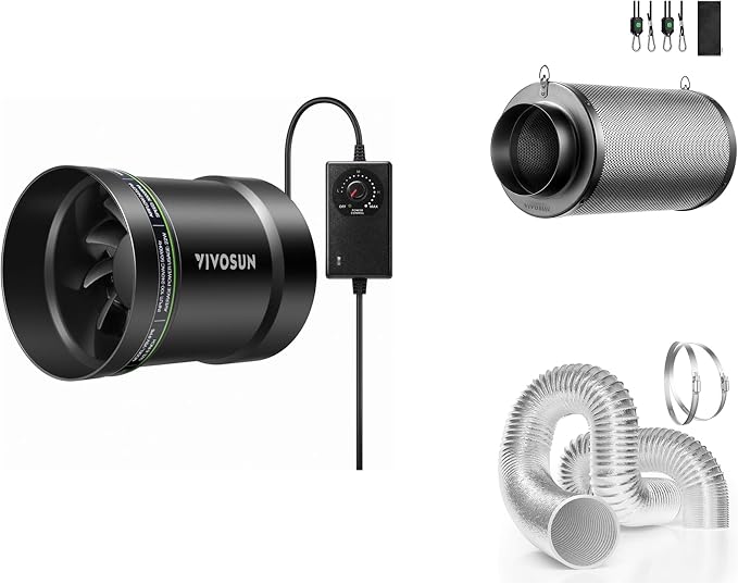VIVOSUN 6” Inline Booster Duct Fan, 6 Inch Air Carbon Filter Smelliness Control by Unknown