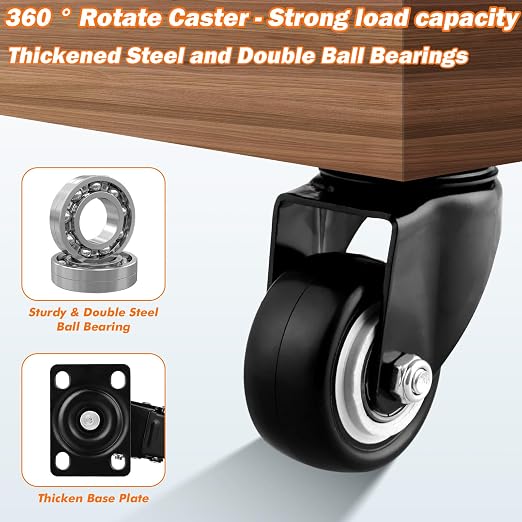 1.5" Casters Set of 24 Heavy-Duty Industrial Caster Wheels Double Ball Bearing - Image 4