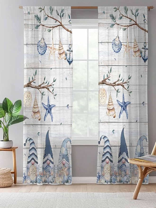 Sheer Curtains 84 Inches Long, Coastal Eucalyptus Semi Sheer Curtains Light - Image 5