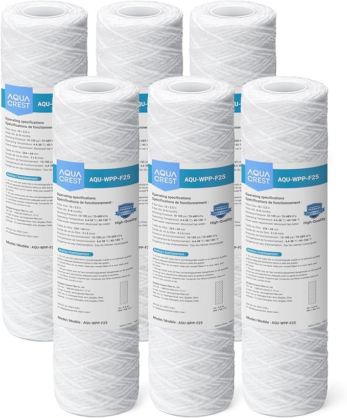 AQUA CREST AP110 5 Micron 10"x2.5" String Wound Whole House Water Filter by AQUACREST