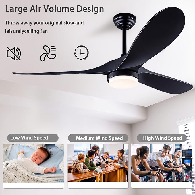 QUTWOB 52" Ceiling Fans with Lights Remote Control, Modern Reversible DC Motor - Image 2