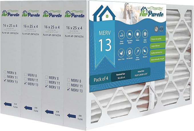 16x25x4 HIGH CAPACITY Furnace Filter | AirPurete AP- 3M16254 | Actual Size 15 by AirPurete