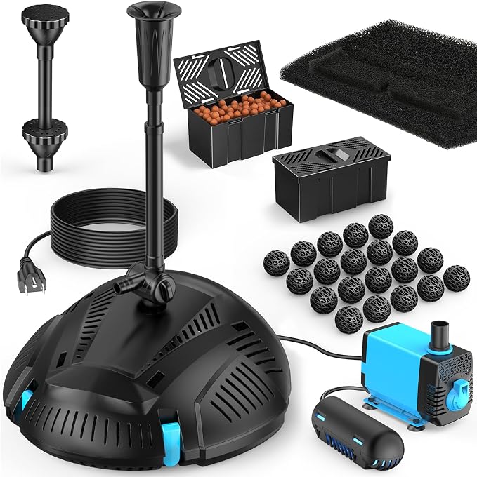 POPOSOAP Pond Filter with Pump Fountain Kits Built-in UV Clarifier, 660GPH/40W by POPOSOAP