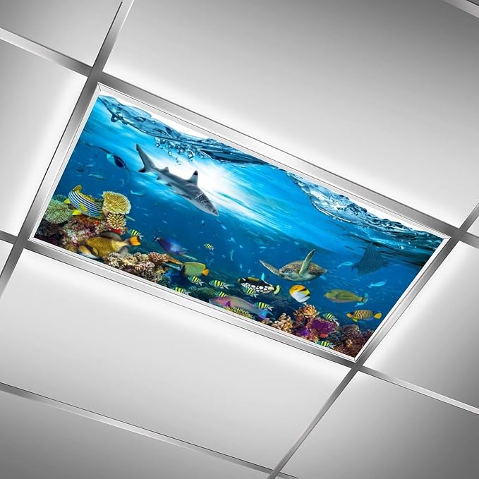2 Pack Fluorescent Light Covers 4 X 2 Feet Underwater Paradise Magnetic Light - Image 2