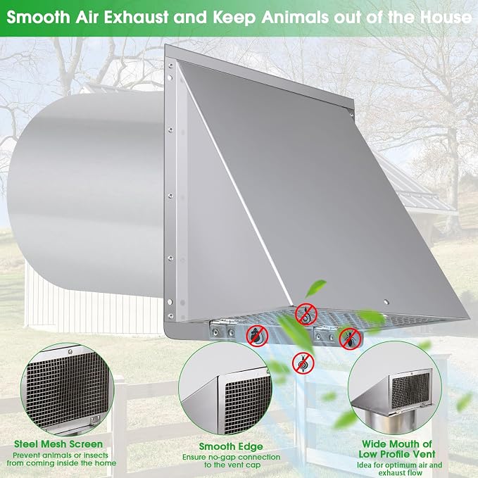 8 Inch Wall Vent, Hooded Wall Vent - Image 3