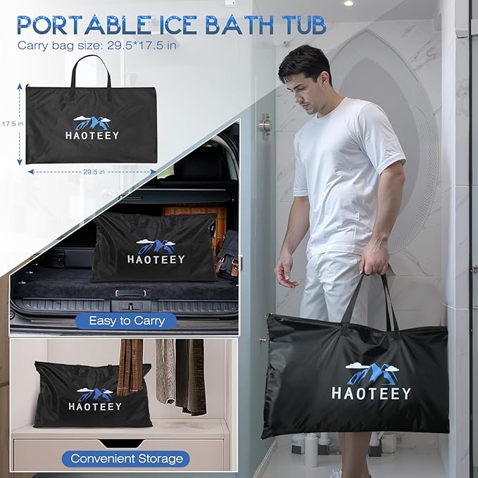 129 Gal Large Oval Ice Bath Tub with Air Ring, Cold Plunge Tub for Cold Water Therapy Exercise Recovery, Alu Support Portable Bathtub for Home, Gyms, Indoor, Outdoor