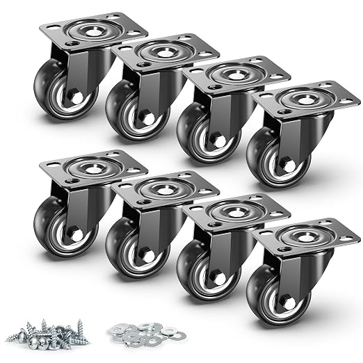 2" Caster Wheels Set of 8, Heavy Duty Casters Without Brake, Swivel Plate by HOLKIEUSA