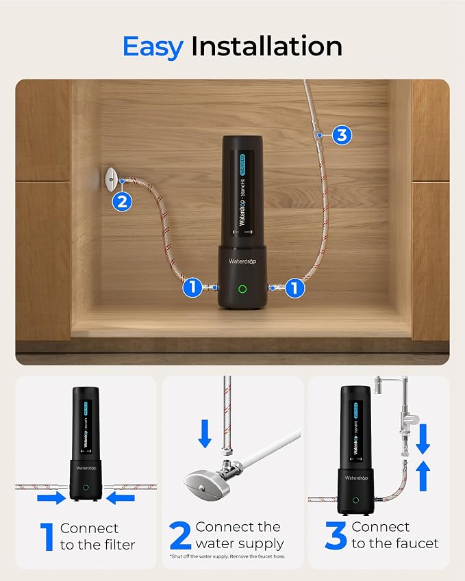 Waterdrop 10UA PRO Under Sink Water Filter, No Drill Required, Time Reminder - Image 5