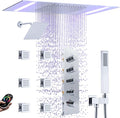 Thermostatic Shower System with 14x20 Inch Ceiling Mount LED Head & 6 Inch Wall Head and Handheld Shower 4 Function Vale with body jets Can All Run Together,Polished Chrome