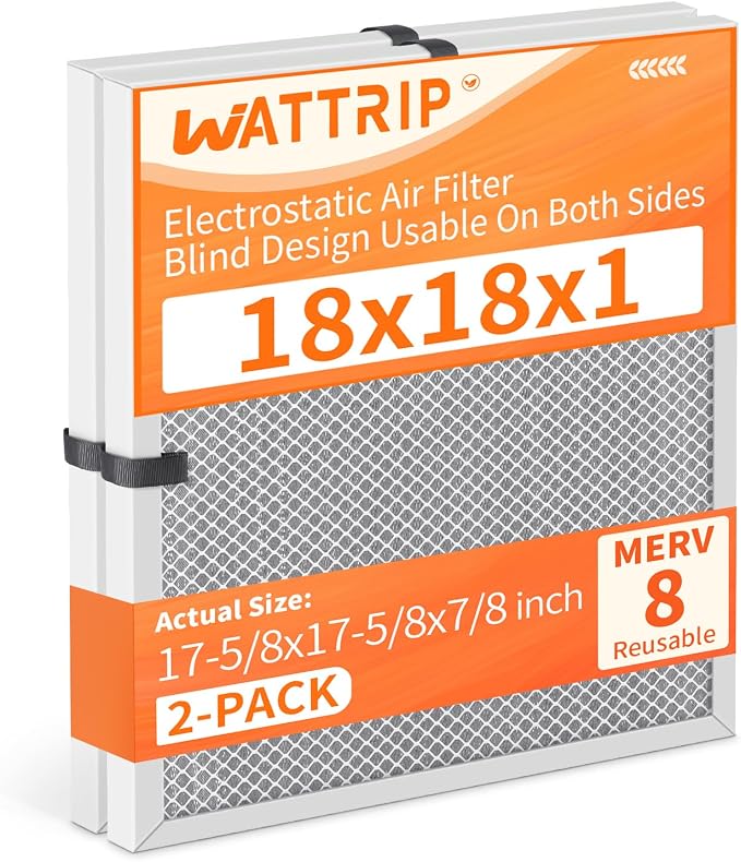 2-Pack 18x18x1 MERV 8 Reusable & Washable Electrostatic Air Filters by BreatheSmartLiveClean