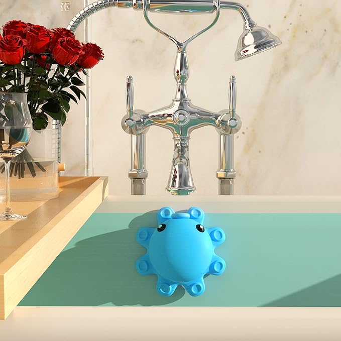 Bathtub Overflow Drain Cover Tub - Silicone Bathroom Overflow Drain Cover, Bath Tub Overflow Cover, Bathroom Spa Accessories, Adds Inches of Water for Deeper&Warmer Bath，Blue