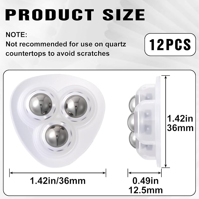 12 Pcs Mini Caster Wheels, Self Adhesive Caster Wheels, 360° Swivel Appliance - Image 2